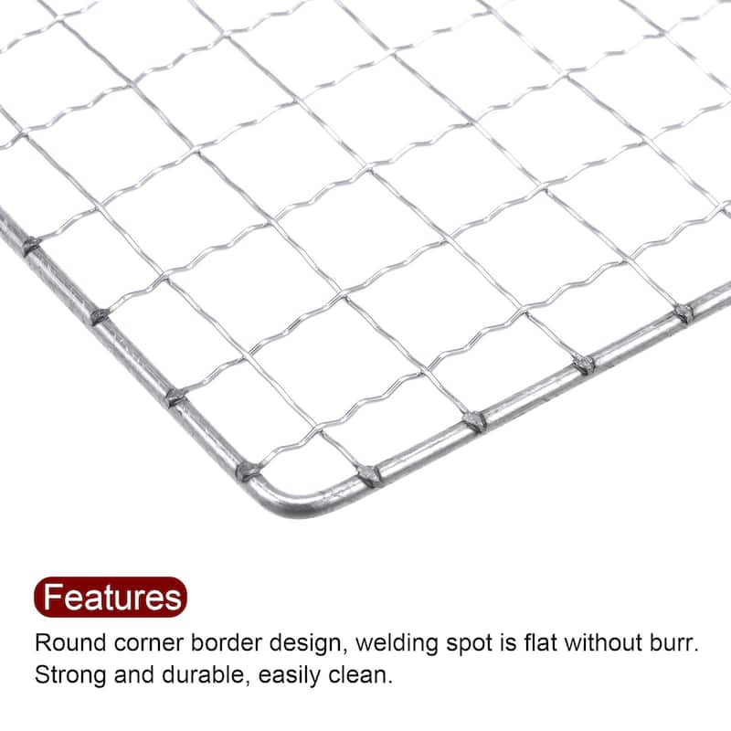 2pcs Square BBQ Grill Net 7.9"x19.7" Galvanized Iron Barbecue Mesh for Baking