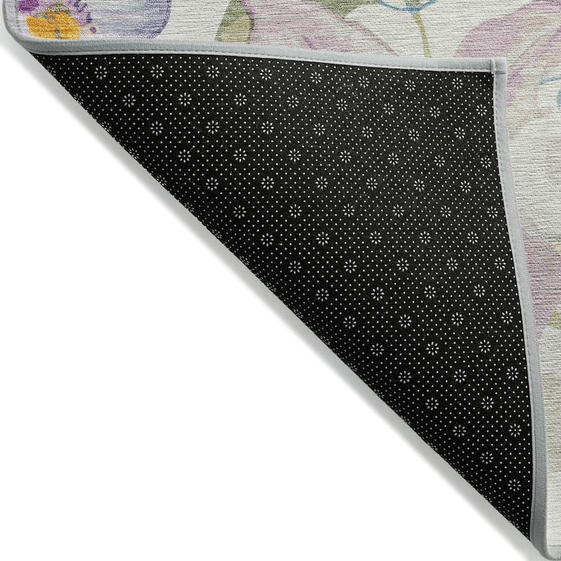 Machine Washable Indoor/ Outdoor Modern Floral Chantille Rug