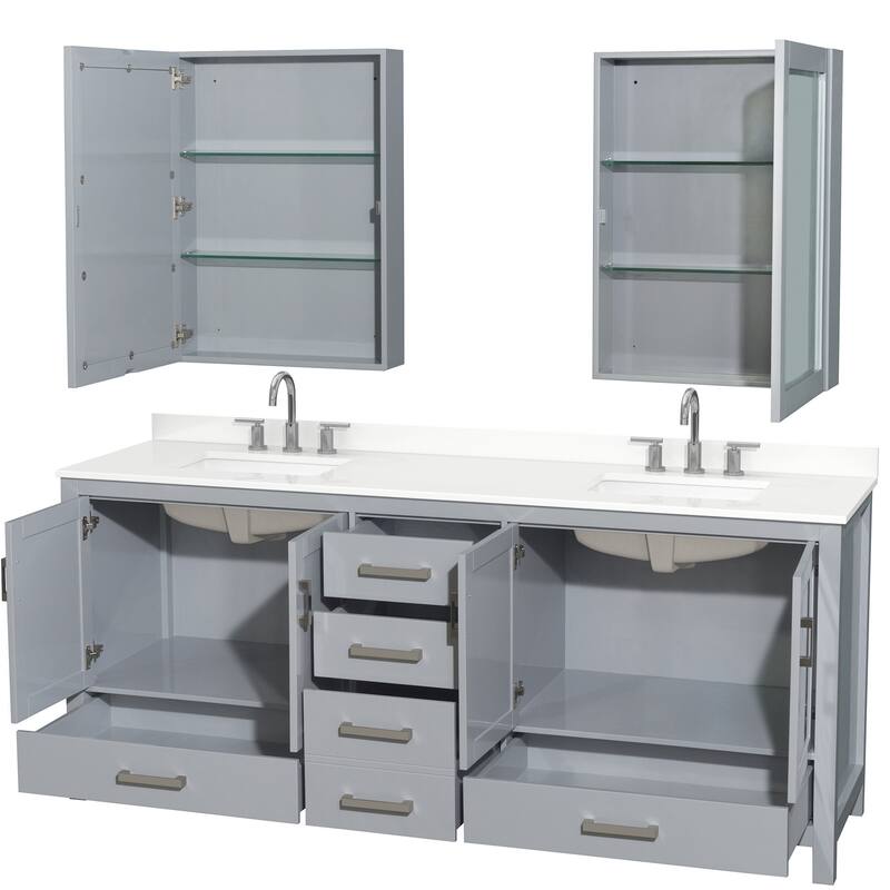 Wyndham Collection WCS141480D-QTZ-US3MED Sheffield 80" Free Standing