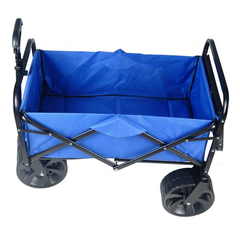 Foldable Garden Utility Cart with 360° Rotating Wheels, Supports 150 lbs - Blue