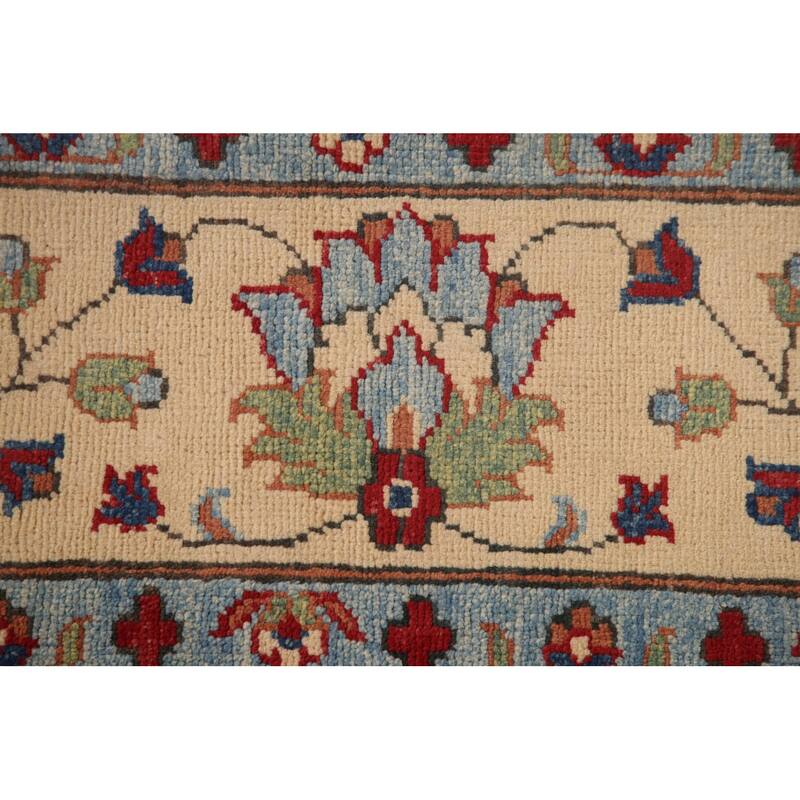 Red Kazak Area Rug Hand-Knotted Floral Wool Carpet - 5'9" x 7'8"
