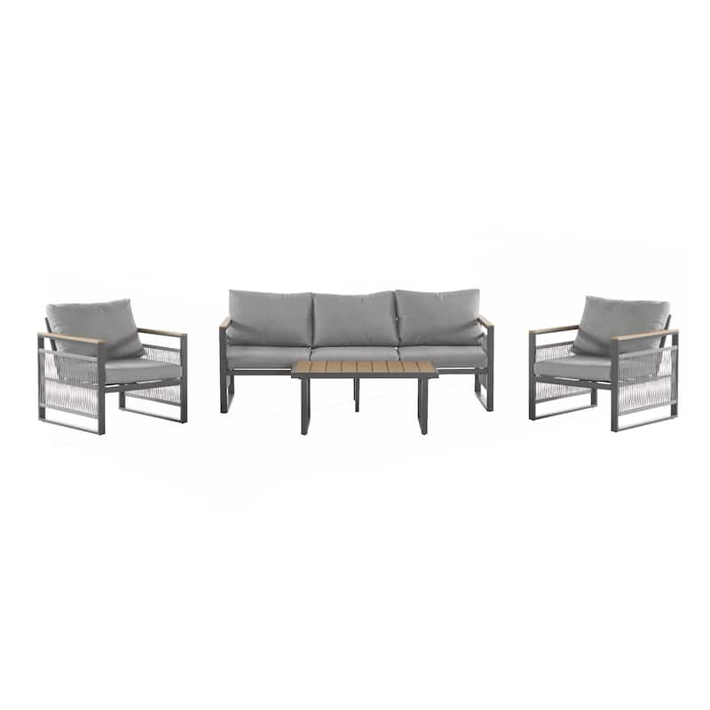 4-Pieces Outdoor Metal Patio Furniture Set