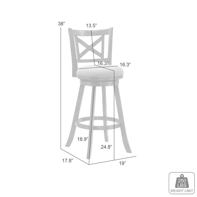 Kodi Modern Farmhouse Swivel Wood Counter Height Kitchen Bar Stool in Sepia Brown Finish with Fabric Upholstered Seat