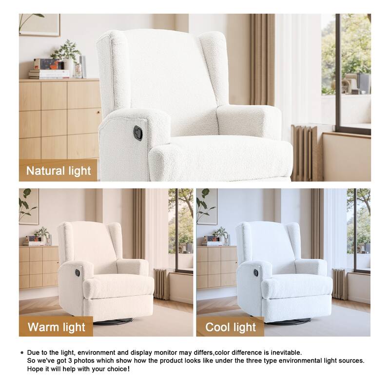 31'' W Wingback Manual Glider Swivel Rocker Recliner Nursery Chair