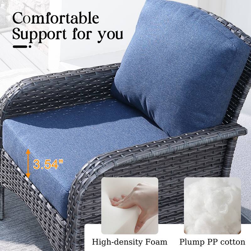 HOOOWOOO 2-piece Outdoor Rattan Wicker Loveseat Sofa with Coffee Table