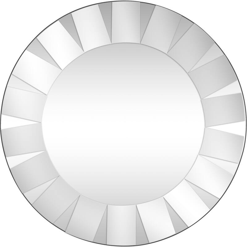 HomeRoots 30" Mirrored Round Accent Mirror Wall Mounted With Glass Frame - 23.25