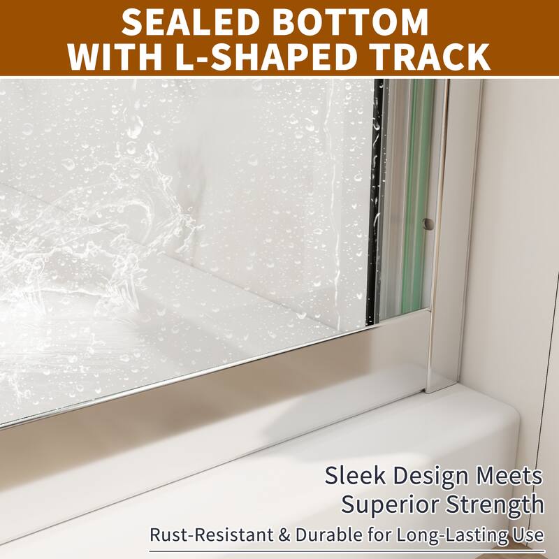 Modland 56-60"x70'' Adjustable Double Sliding Shower Door, 1/4" ANSI Glass with Nano Coating, Framed Bypass Enclosure