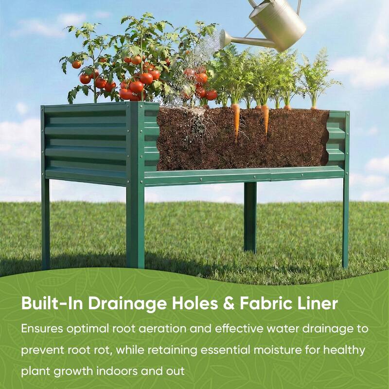 Pocassy Outdoor Metal Raised Garden Bed Planter Box for Vegetables.