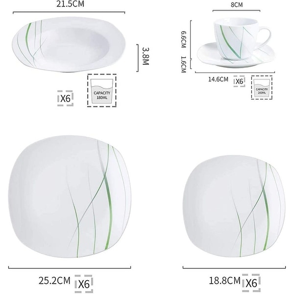 VEWEET 'Aviva' Porcelain Dinnerware Set (Service for 6)
