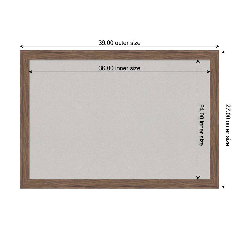 Pia Medium Brown Narrow Framed Cork Board - Bulletin Board, Organization Board, Pin Board - Grey - 39 x 27 in