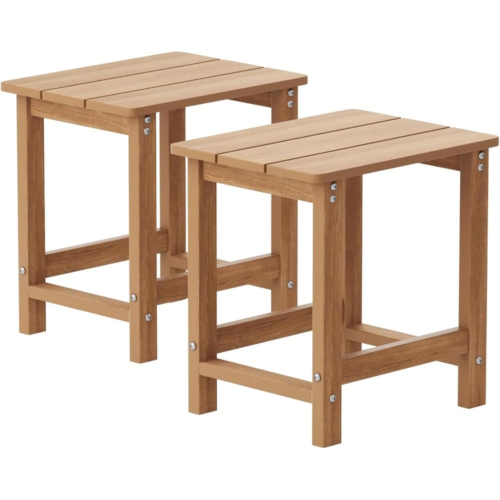 WINSOON Outside Adirondack Square Side Table, Weather Resistant Patio Tables Set Of 2
