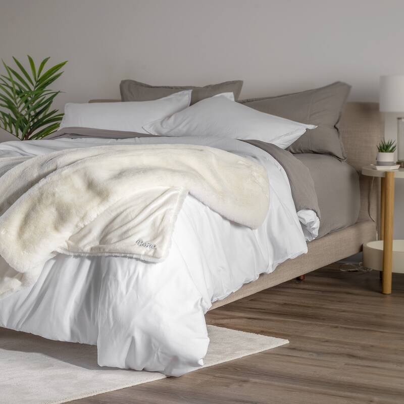 Bare Home Faux Fur Blanket - Ultra-Soft Blanket - Luxurious Fuzzy Warm