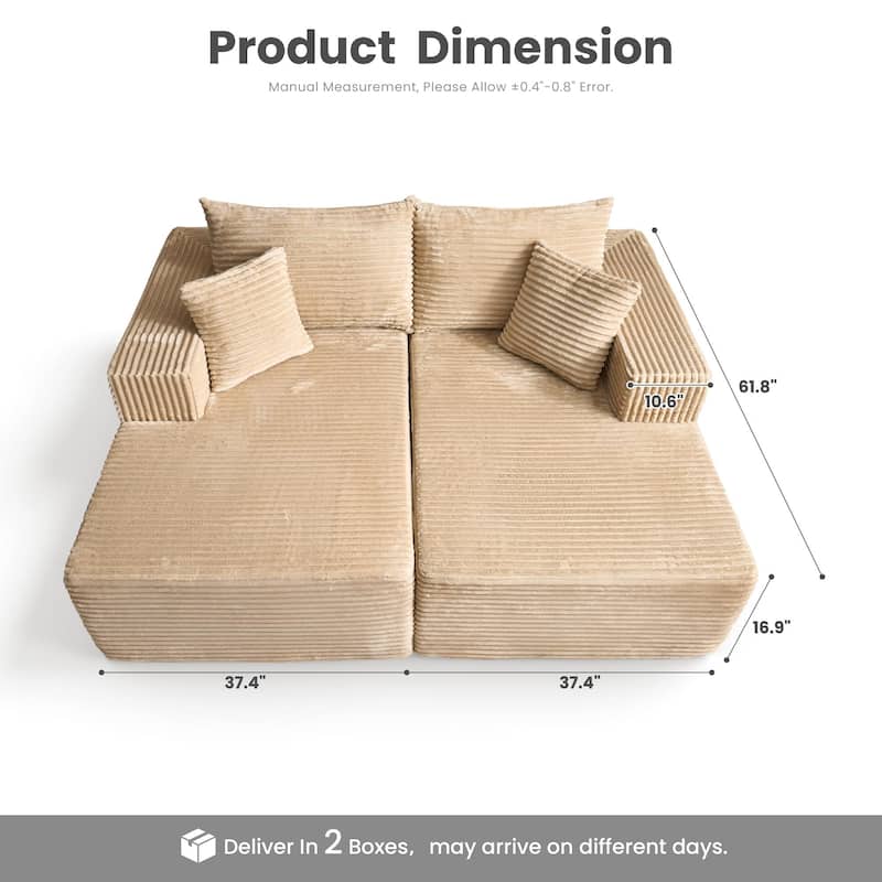OVIOS Plush Sponge Double Chaise Lounge Sofa