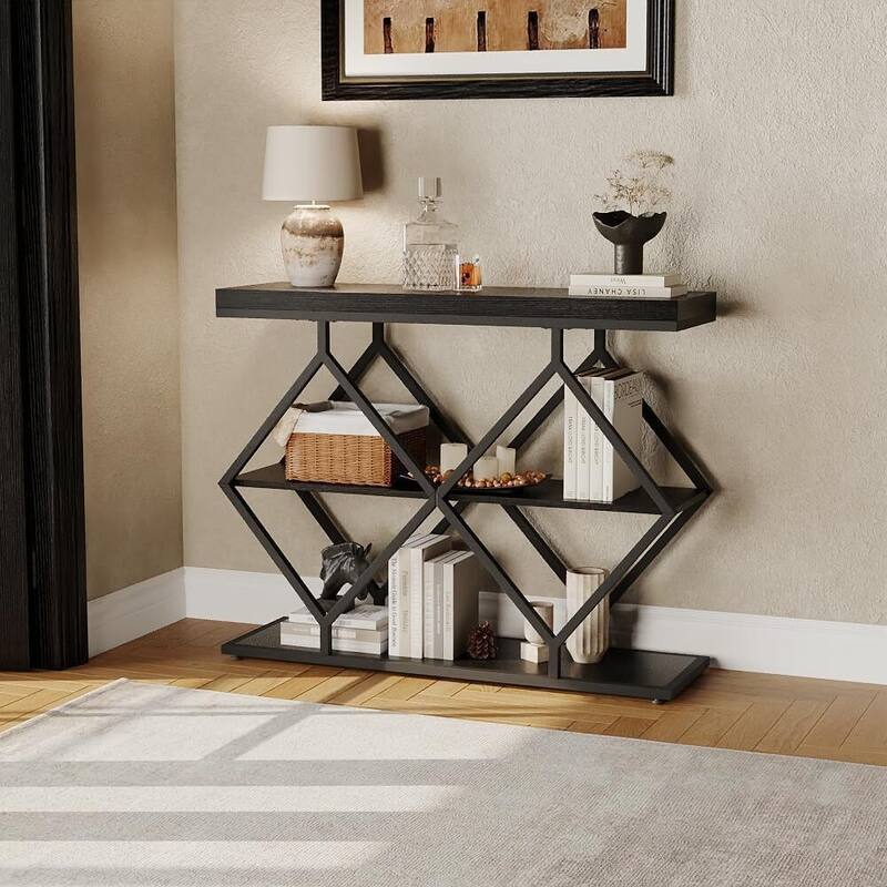 3-Tier Console Table, Entryway Table with Storage Shelf