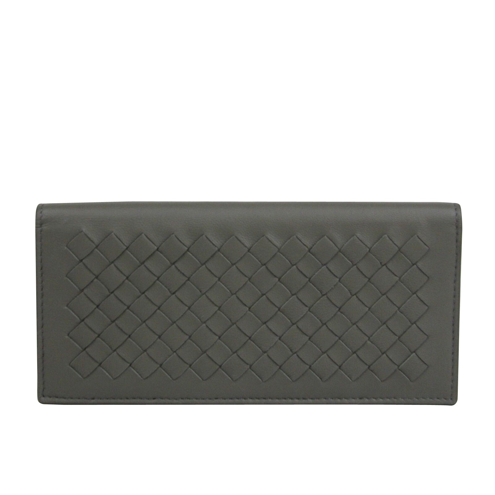 Shop Bottega Veneta Men S Intercciaco Gray Leather Woven Long Bifold Wallet 390878 1300 One Size Overstock 28031941
