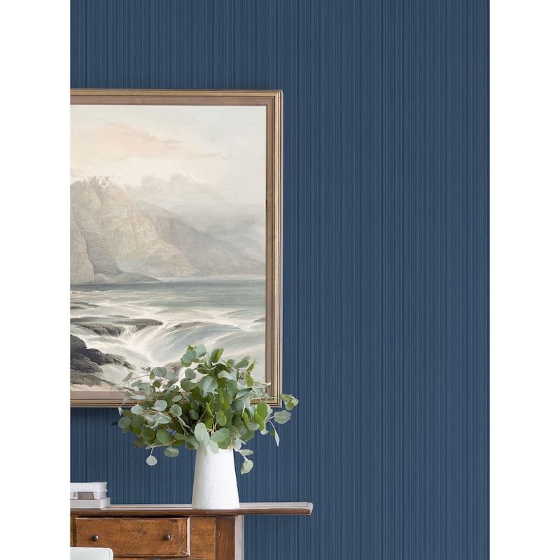 A-Street Prints Sebasco Denim Vertical Pinstripe Wallpaper