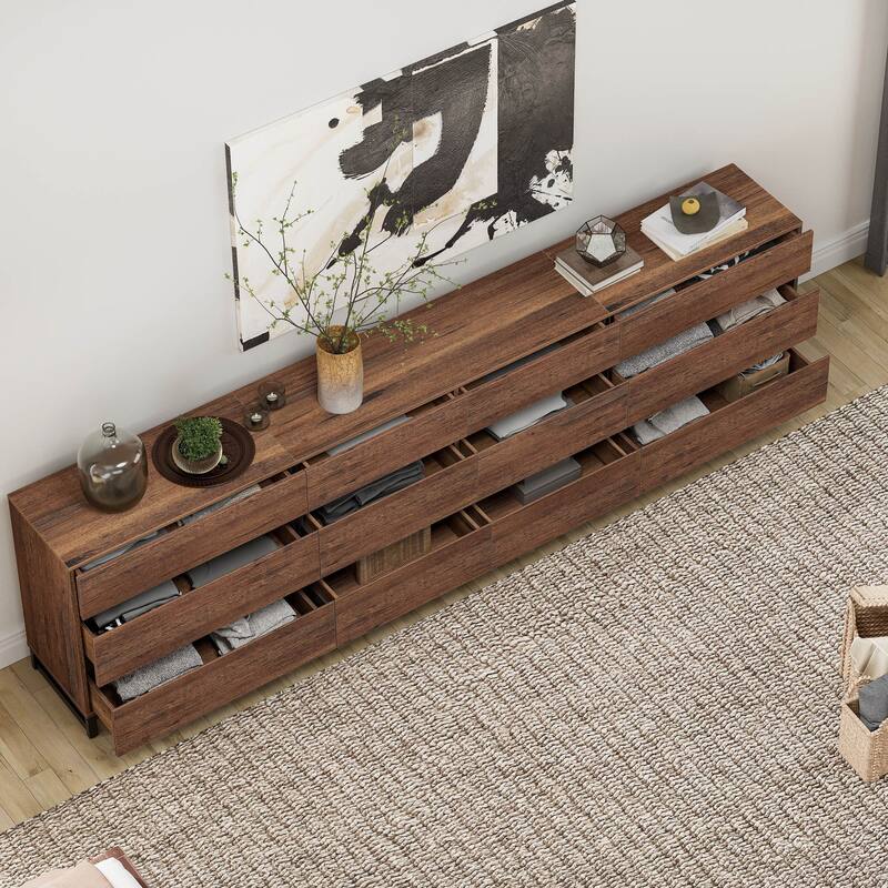 Modern TV Stand for TVs up to 120 inches, 3 in 1 TV Console with 12 Drawers, Media Console with Adjustable Shelf for Living Room