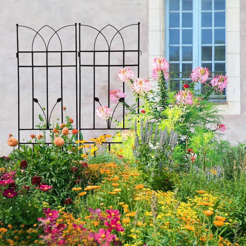 Rustproof Metal Garden Trellis for Climbing Plants, Outdoor Flower Support, 71" x 17.7"