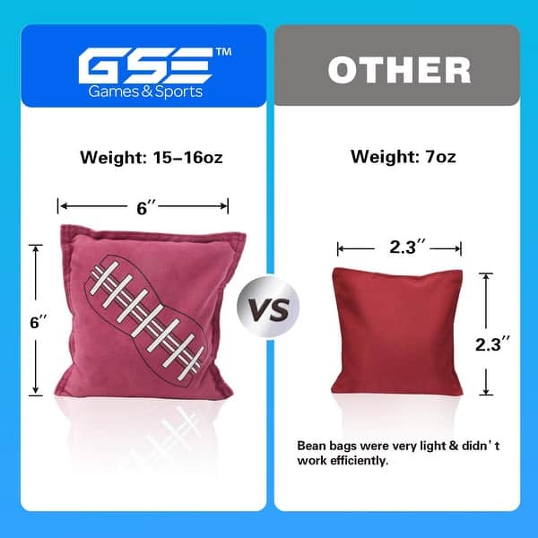 dimension image slide 7 of 11, GSE™ Set of 8 Regulation Size Cornhole Bean Bags. Corn Hole Board Toss Game Replacement Bean Bags
