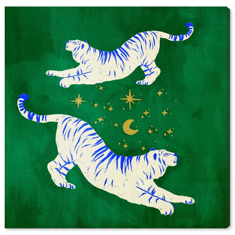 Wynwood Studio Canvas Animals Emerald Tigers Dreaming Green and Emerald Modern & Contemporary Wall Art Canvas Print