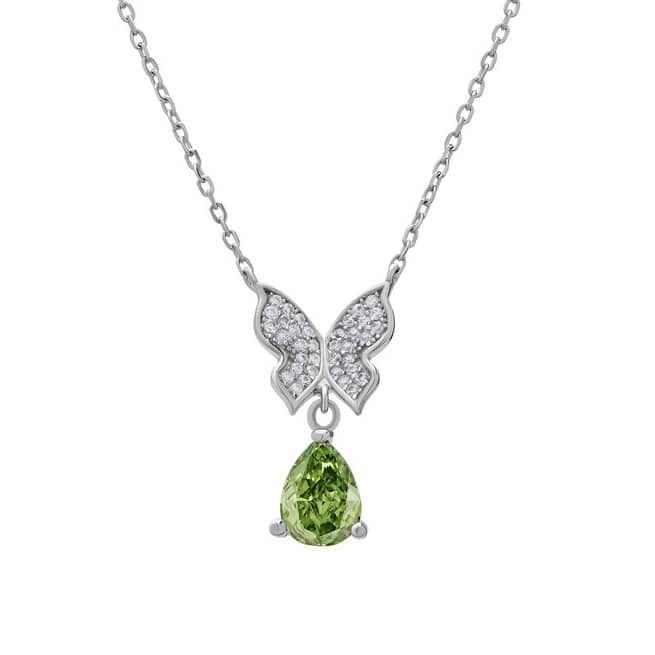 Victoria Townsend .925 Sterling Silver Peridot And White Sapphire Butterfly Necklace