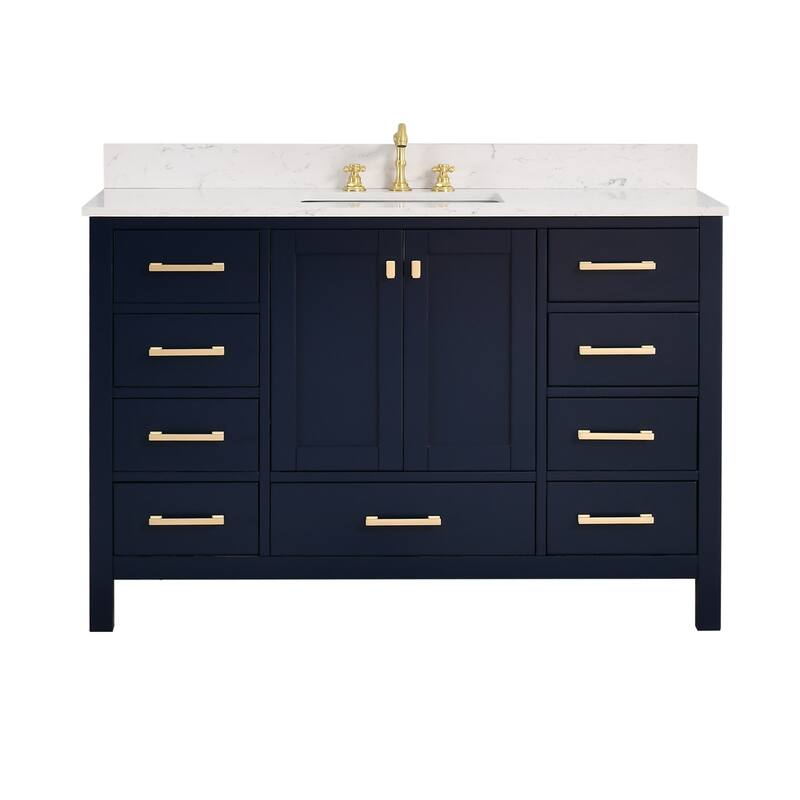PROOX 54inch Freestanding Bathroom Vanity w Engineered Counter Top Cearmic Sink - Blue