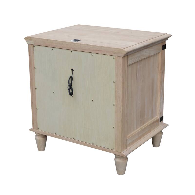 International Concepts Solid Wood 2-Drawer Nightstand with USB Charging