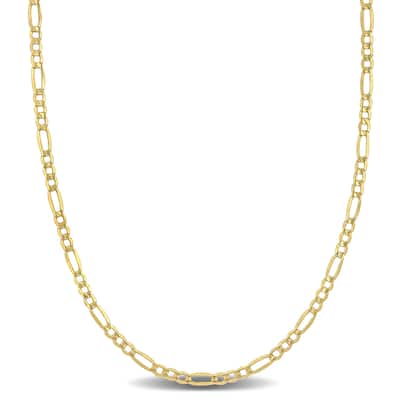 Miadora 2.5mm Figaro Necklace with Lobster Clasp in 10K Yellow Gold