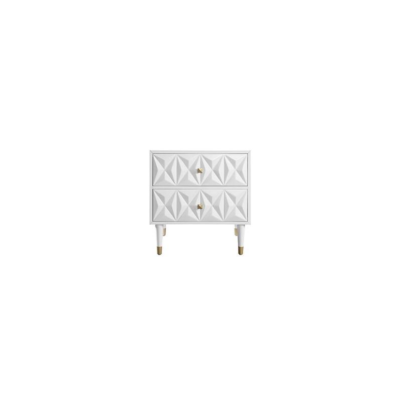 White Nightstand with Drawers - Modern Square Bedside Table for Bedroom Living Room - 30" Wide