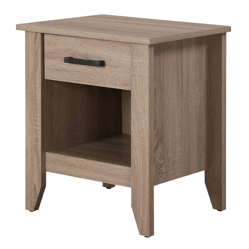 Modern 21-in Metal Hand Holder Single-Drawer Wood Nightstand with Open Rack