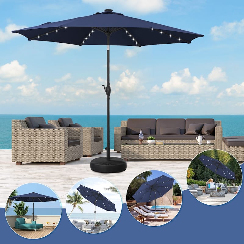 Ainfox 10ft Patio Umbrella with Lights Outdoor Solar Umbrella