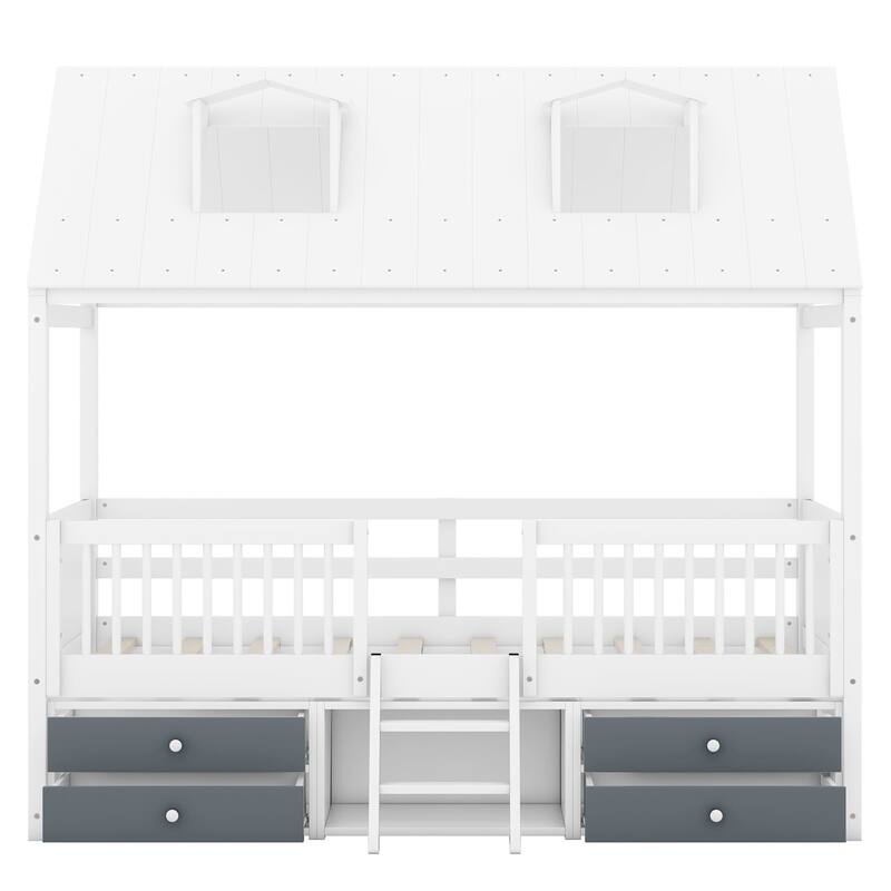 Merax House Bed with Roof and 4 drawers