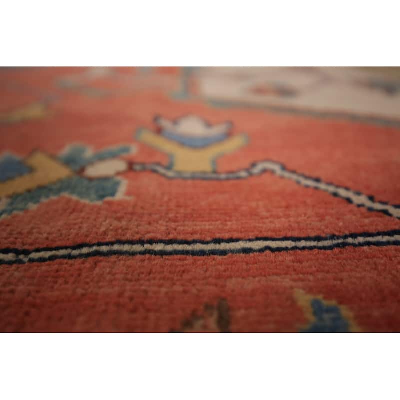 Vegetable Dye Orange Heriz Oriental Area Rug Handmade Wool Carpet - 8'11" x 11'4"