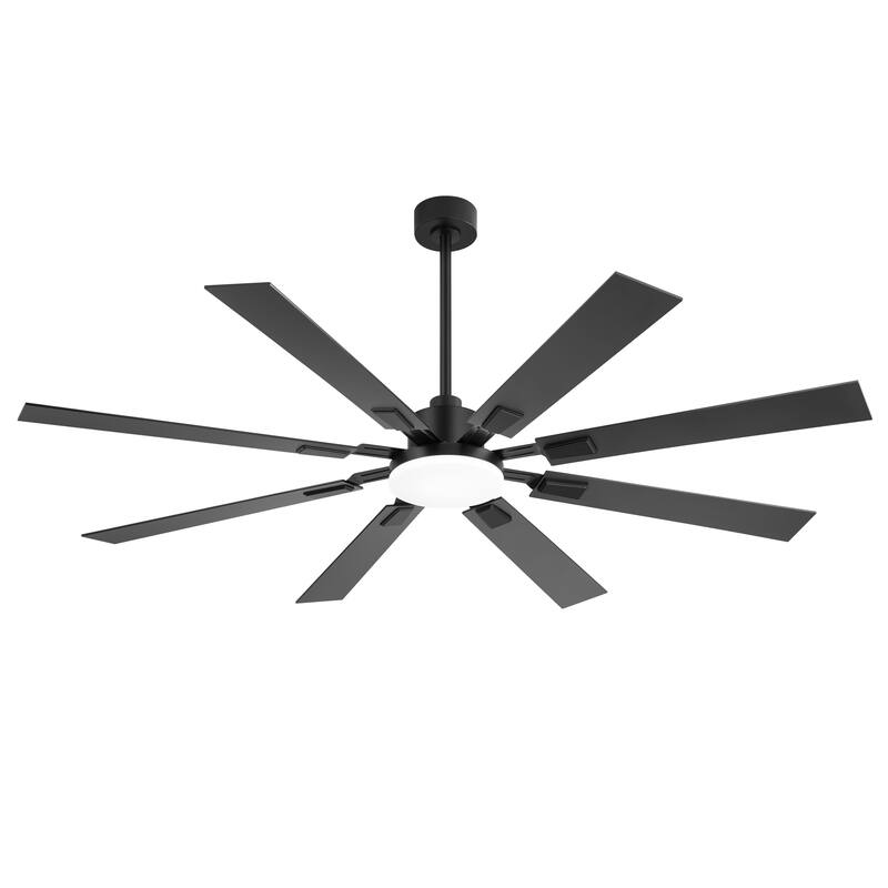 48"/52"/60"/72" Modern Black LED Ceiling Fan with Light Remote (5/6/8 Reversible Blades)