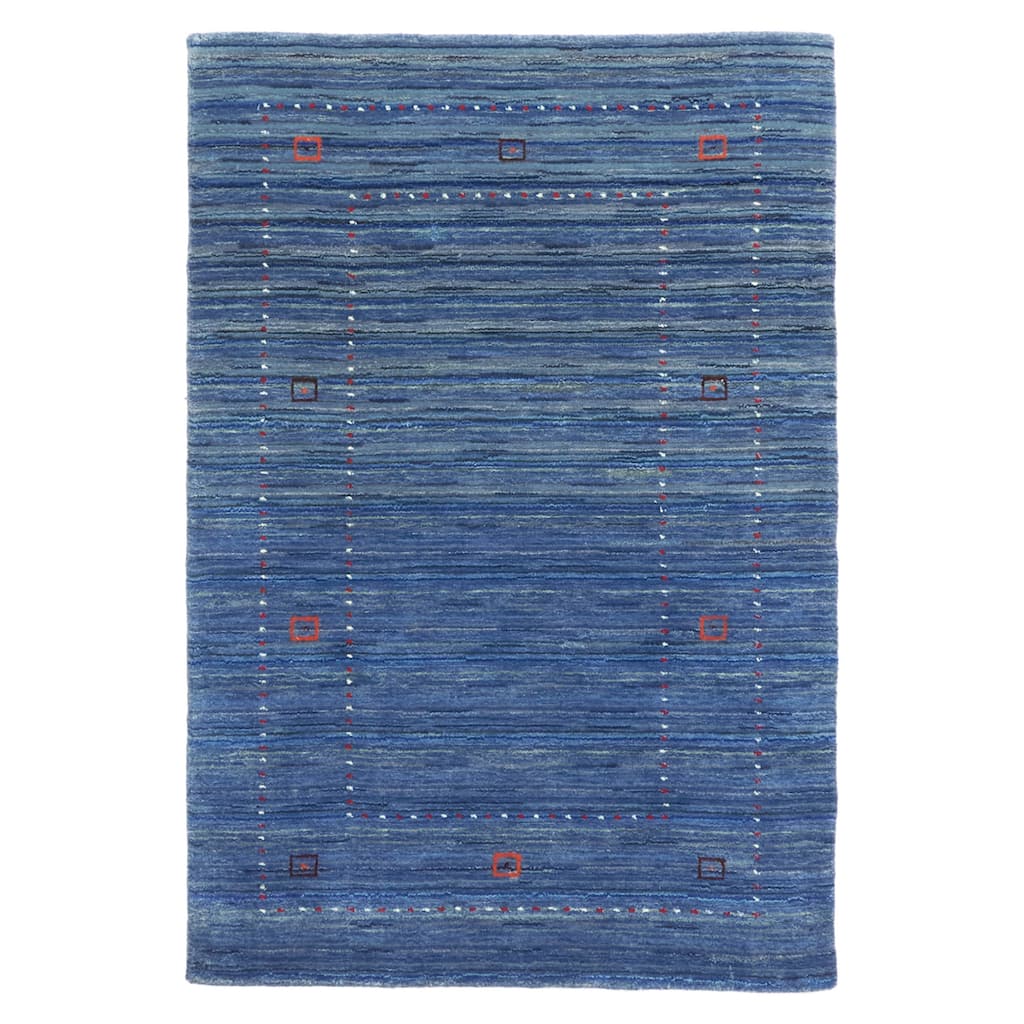 ECARPETGALLERY Hand Loomed Kashkuli Gabbeh Dark Navy Wool Rug - 3'1 x 4'7