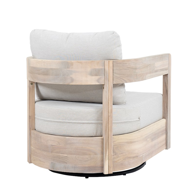 Christopher Knight Home - Telluride Modern Outdoor Solid Wood Swivel Club Chair with Cushioned Comfort