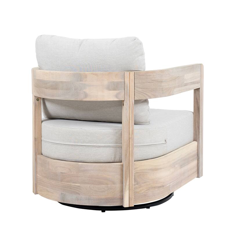 Roomfitters Telluride Outdoor Acacia Wood Swivel Club Chair with Cushions - Single Unit