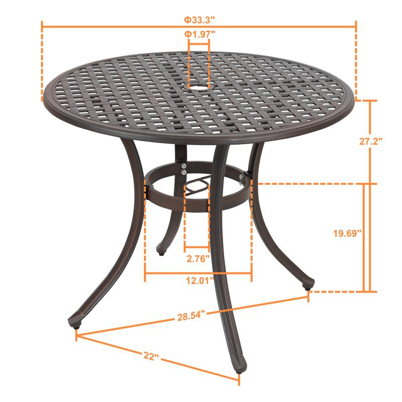 NUU GARDEN 5-piece Antique Bronze Cast Aluminum Patio Dining Set