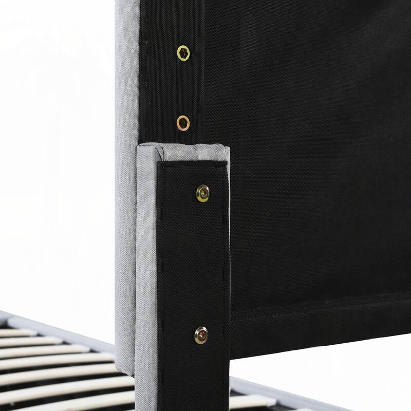 King Size Upholstered Platform Bed with a Hydraulic Storage System, Gray