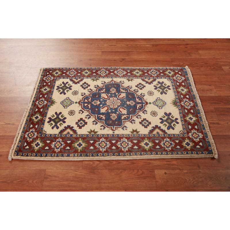 Geometric Kazak Oriental Rug Handmade Wool Carpet - 2'0" x 3'0"
