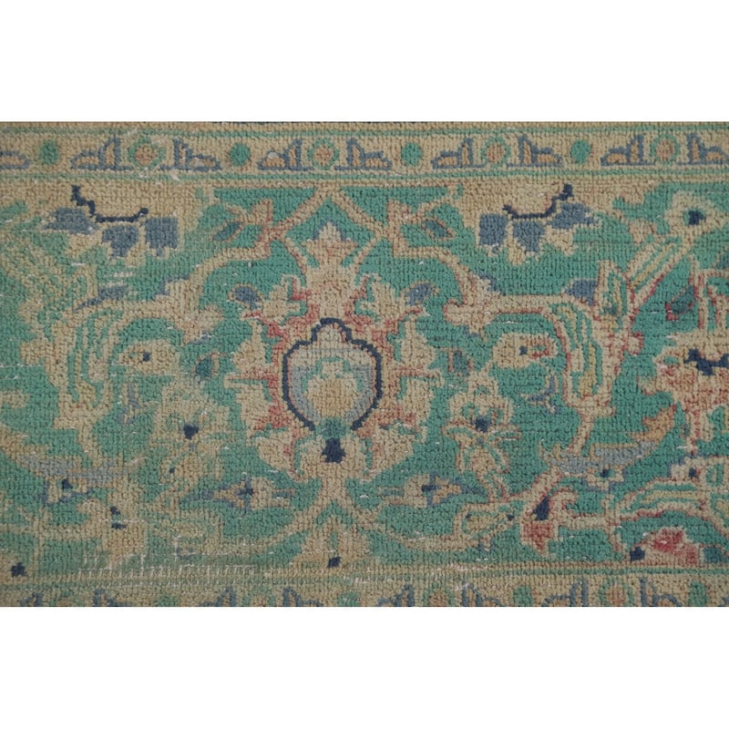 Kashan Persian Antique Area Rug Handmade Wool Carpet - 9'6