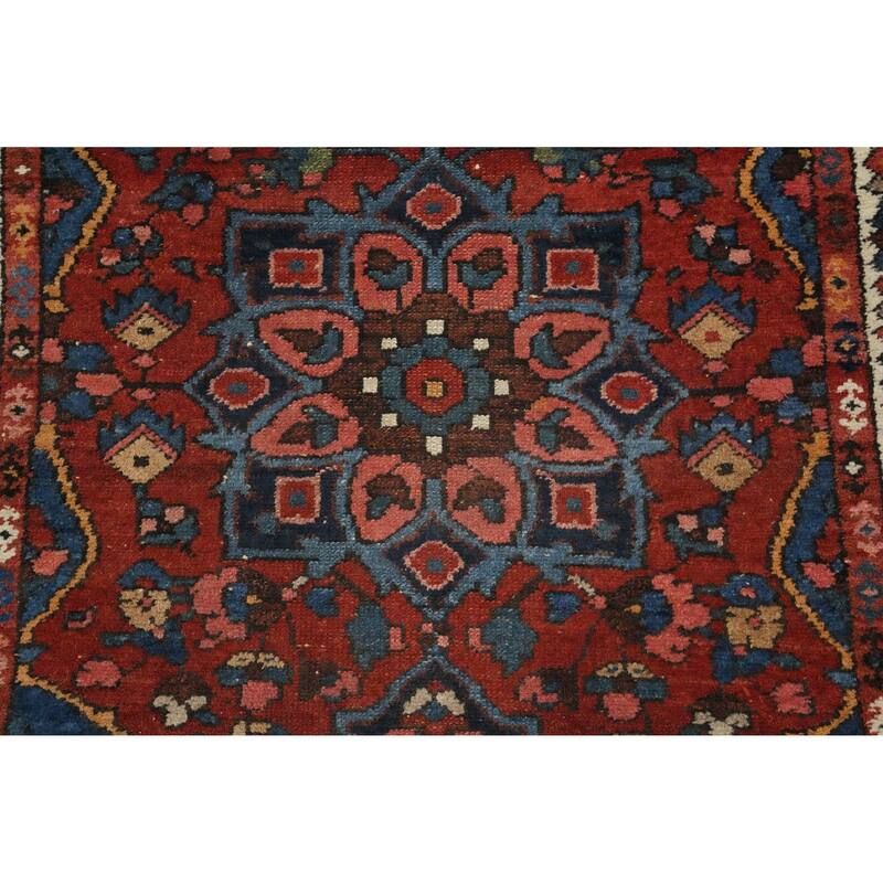 Hand Knotted Oriental 100% Wool Carpet Traditional Floral Oranges & Rust Bakhtiari Runner Rug - 10' 2'' X 3' 9''