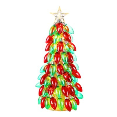 18 in. Retro C9 Bulb Tree - Red & Green