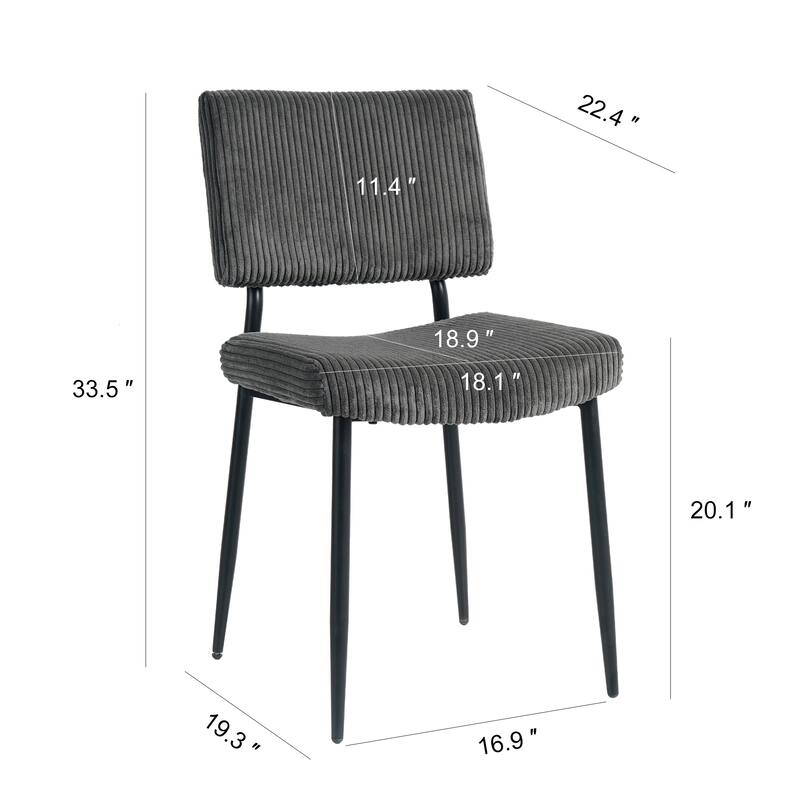 Set of 2 Fabric Dining Chair Grey Side Chair Accent Chairs with Back