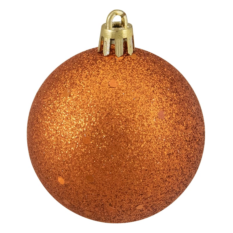 24ct Orange Shatterproof 4-Finish Christmas Ball Ornaments 2.5" (60mm)