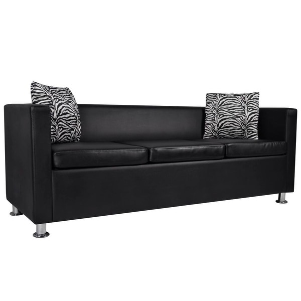 vidaXL Artificial Leather 3-Seater Sofa Black. Opens flyout.