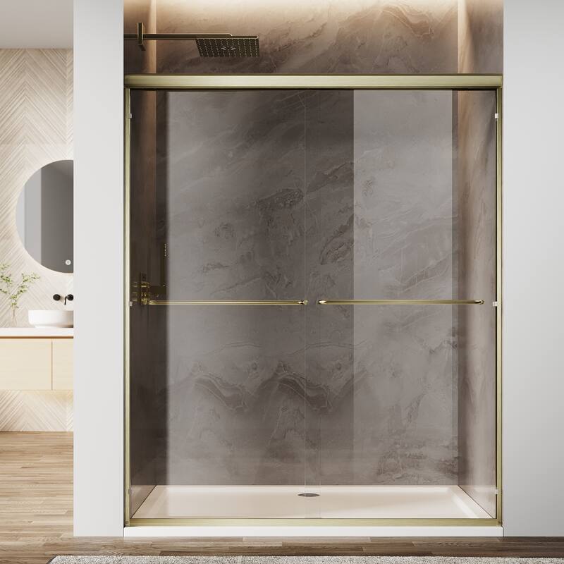 Sunny Shower 60 in.W x 72 in.H Double Sliding Shower Door with 1/4 inch Clear Tempered Glass