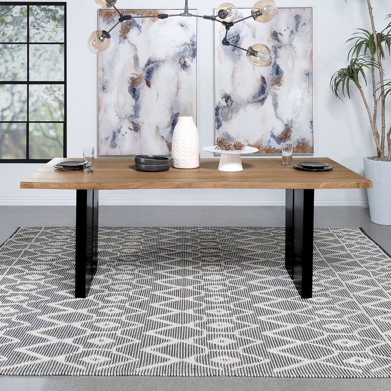 Rectangular Dining Table in Natural Acacia and Black