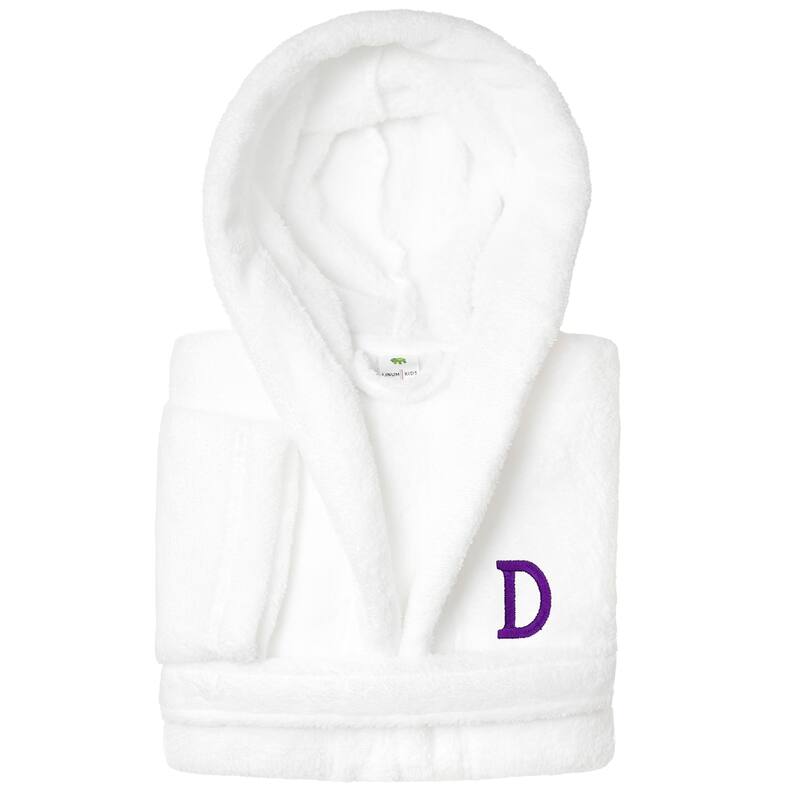 Sweet Kids 100% Polyester SUPER PLUSH Double Brushed Hooded Bathrobe with Purple Bookman Monogram - Small - D