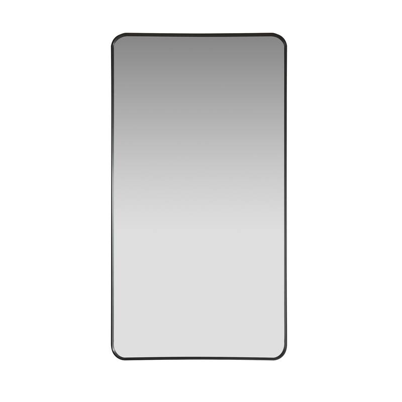 Mutriku Rectangle Aluminum Framed Wall Mount Mirror - 24 in. W x 45 in. H - Brushed Black